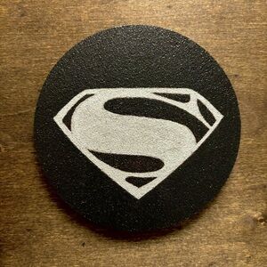 Black Superman Man Of Steel Logo Laser Engraved Painted Cork Coaster